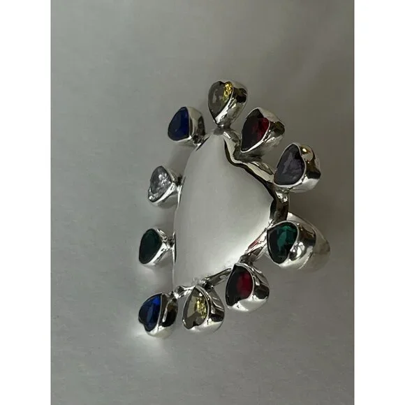 Special Edition Heart Ring 925 Sterling Silver with Multicolor Zirconia - Picture 10 of 14